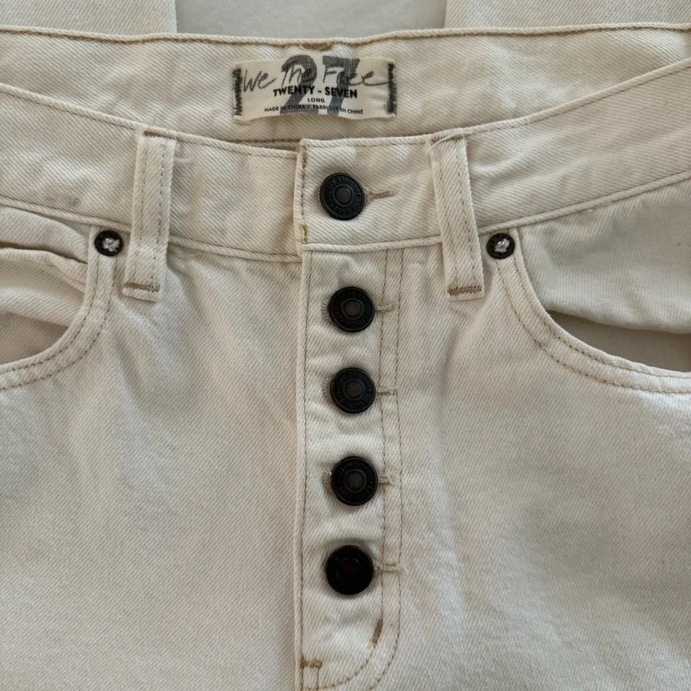 We The Free Cream Button Fly High Rise Cropped Jean